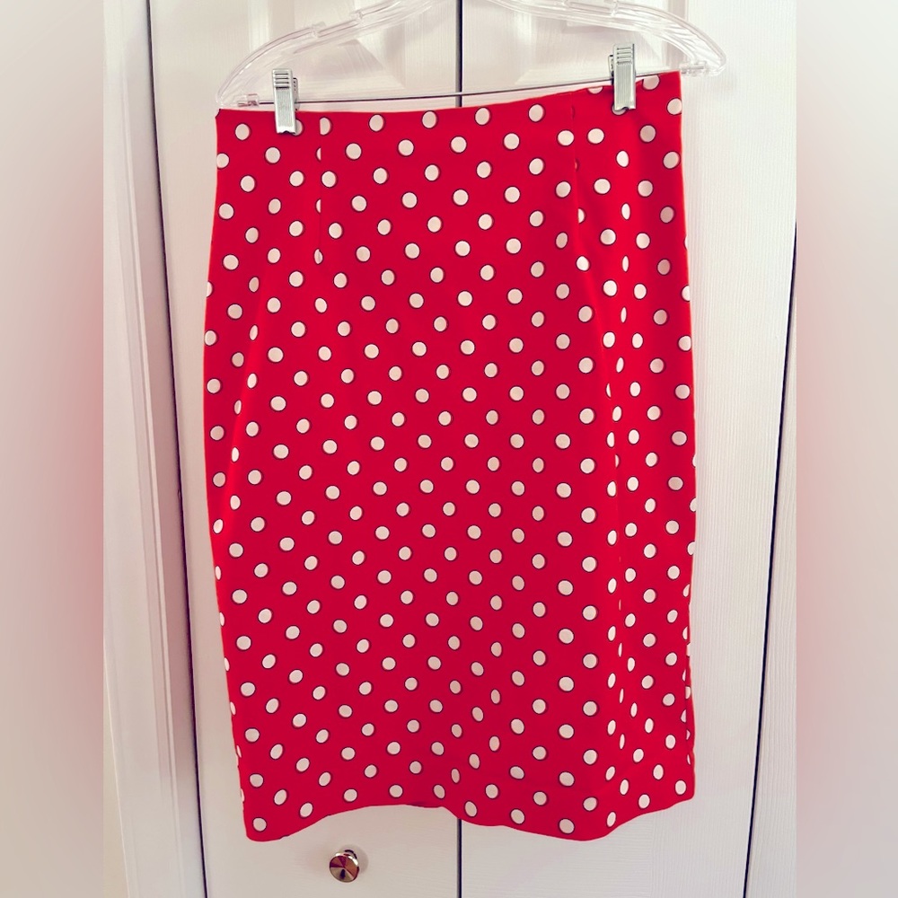 Orange White and Navy Boden Pencil Skirt